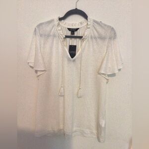 NWT Lauren by Ralph Lauren Summer Top with Flutter Sleeves Sz M